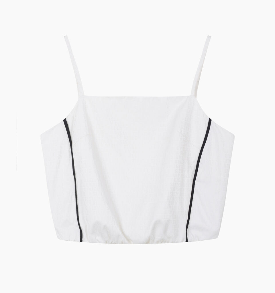Light beige bustier with jacquard pattern - sisley k top - White | Sisley K image number 1